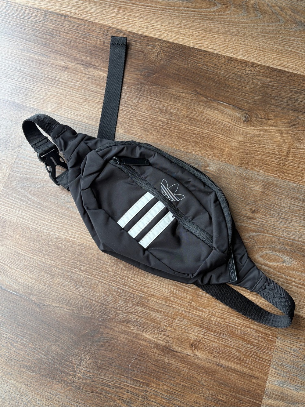 Adidas Originals Black Sling Waist Bag with White Stripes
